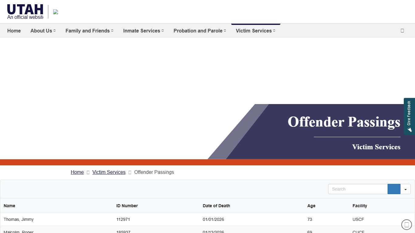 Offender Passings UDC – Corrections